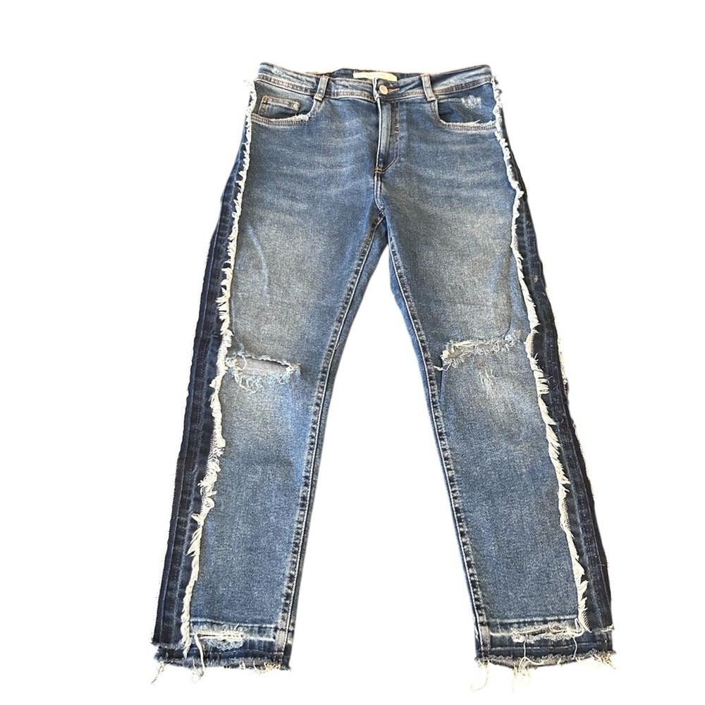 Zara Women’s Trafaluc Collection Distressed Cropped Jeans. Size 6 - Picture 2 of 6